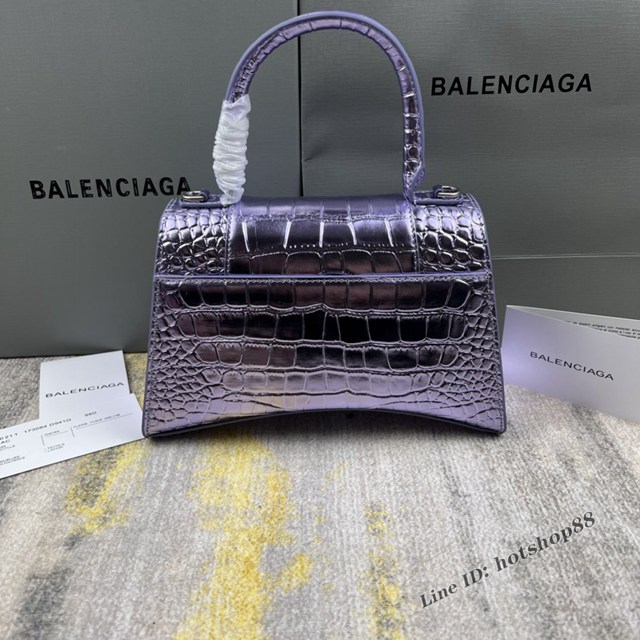 Balenciaga專櫃爆款新色鱷魚紋S號Hourglass沙漏包 巴黎世家頂級原單手提肩背包 款號：8895 fyj1241